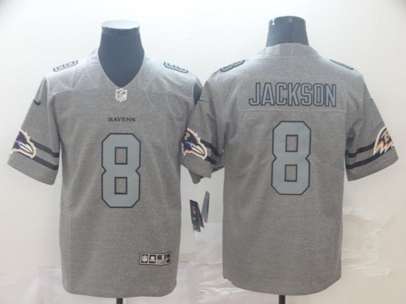 Men Baltimore Ravens #8 Jackson Grey Retro Nike NFL Jerseys->new york giants->NFL Jersey